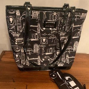 Lulu Guinness Black White London Taxi Purse with Attached Wallet